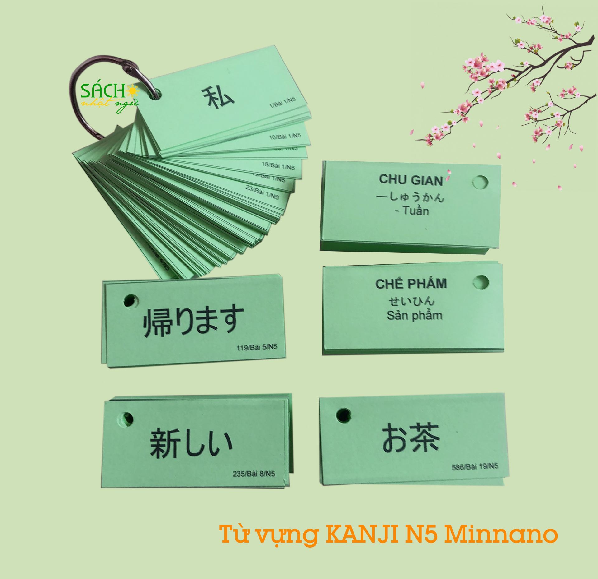 Flashcard từ vựng Kanji N5 sách Minna no nihongo 4